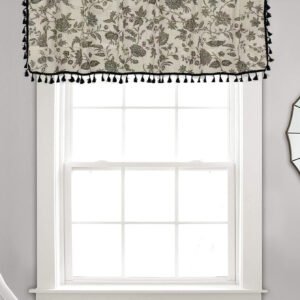 peony print linen café curtain rustic floral farmhouse kitchen valance