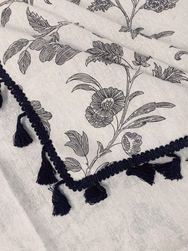 Peony Print Linen Café Curtain (3) peony print linen café curtain rustic floral farmhouse kitchen valance