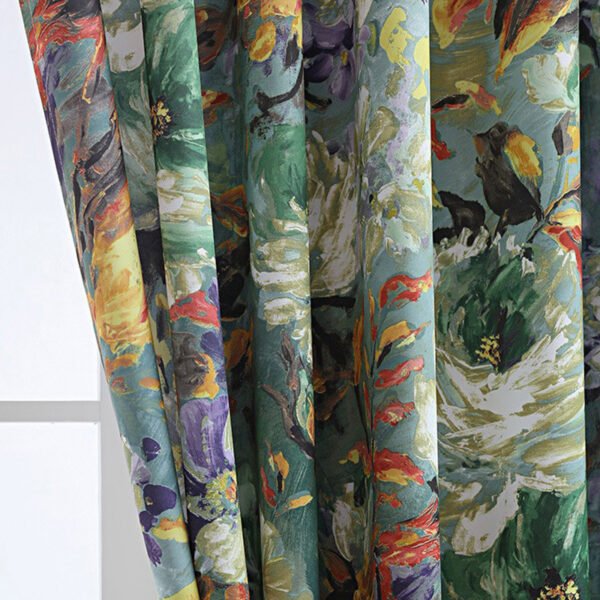 Purple Impressionist Print Polyester Café Curtain (4) purple impressionist print polyester café curtain French vintage style