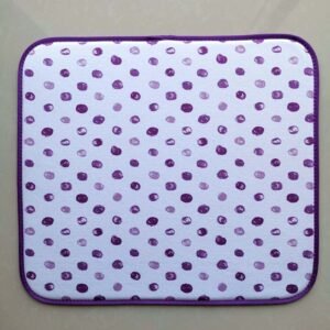 Purple Polka Dot Foam-Core Dish Drying Mat – Decorative Absorbent Kitchen Pad