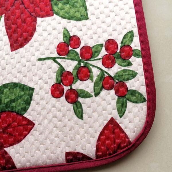 Red Floral Christmas Foam-Core Dish Drying Mat – Wholesale (4) Red Floral Christmas Foam-Core Dish Drying Mat – Absorbent Festive Pad