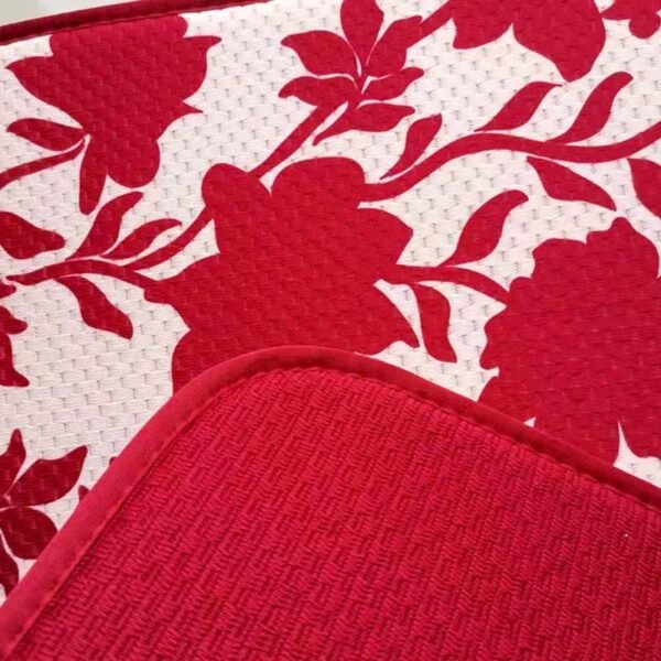 Red Floral Foam-Core Dish Drying Mat – Decorative Absorbent Counter Pad