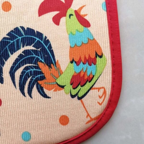 Red Rooster Foam-Core Dish Drying Mat – Rustic Absorbent Kitchen Pad