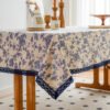 Romantic Blue Roses Cotton Blend Tablecloth (1) Romantic Blue Roses Cotton Blend Tablecloth