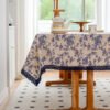 Romantic Blue Roses Cotton Blend Tablecloth (2) Custom Size White Blue Rose Tablecloth - Fade-Resistant