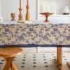 Romantic Blue Roses Cotton Blend Tablecloth (6) Blue Roses Printed Tablecloth