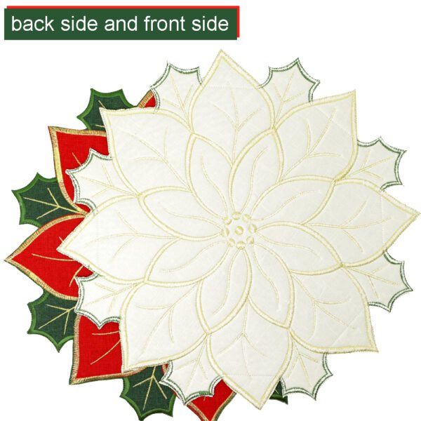 Round Placemats (1) Christmas Placemats – Red & Gold Embroidered