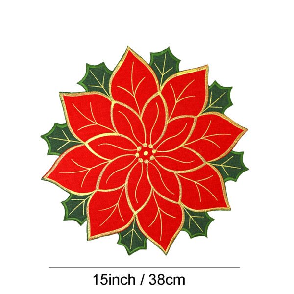 Round Placemats (5) Christmas Placemats – Red & Gold Embroidered