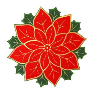 Christmas Placemats – Red and Gold Embroidered for Holiday Dining Elegance