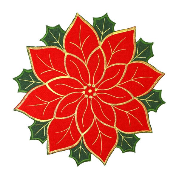 Red and Gold Christmas Placemats – Festive Embroidered Placemat for Holiday Table Decor Christmas Placemats – Red and Gold Embroidered for Holiday Dining Elegance