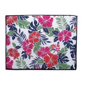 Rustic Floral Leaf Print Foam-Core Dish Drying Mat – Absorbent Decorative Pad