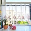 polyester sheer floral embroidery café curtain kitchen short valance