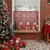 Snowman Christmas Print Café Curtain (1) snowman Christmas print café curtain polyester festive holiday valance