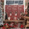 Snowman Christmas Print Café Curtain (2) snowman Christmas print café curtain polyester festive holiday valance