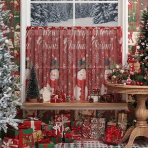 snowman Christmas print café curtain polyester festive holiday valance