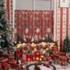 Snowman Christmas Print Café Curtain (6) snowman Christmas print café curtain polyester festive holiday valance