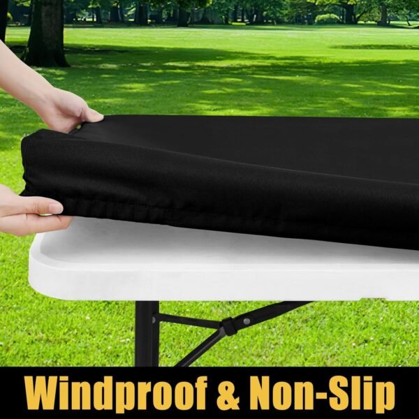 Black Elastic Rectangular Tablecloth