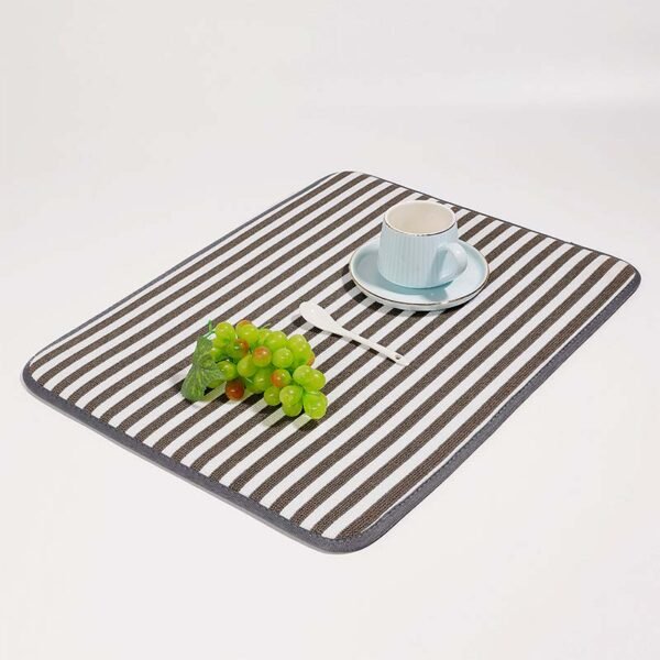 Striped Microfiber Kitchen Drying Mat – Absorbent Counter Pad