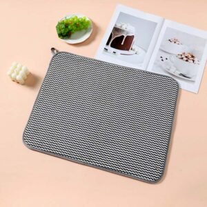 Striped Microfiber Kitchen Drying Mat – Absorbent Counter Pad