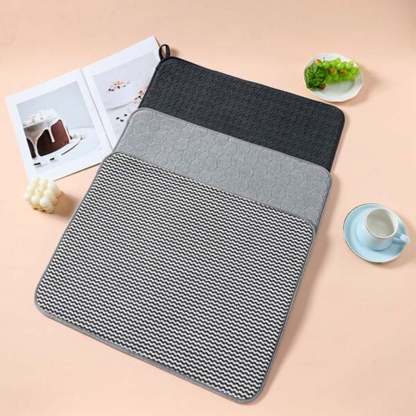 Striped Microfiber Kitchen Drying Mat – Absorbent Counter Pad