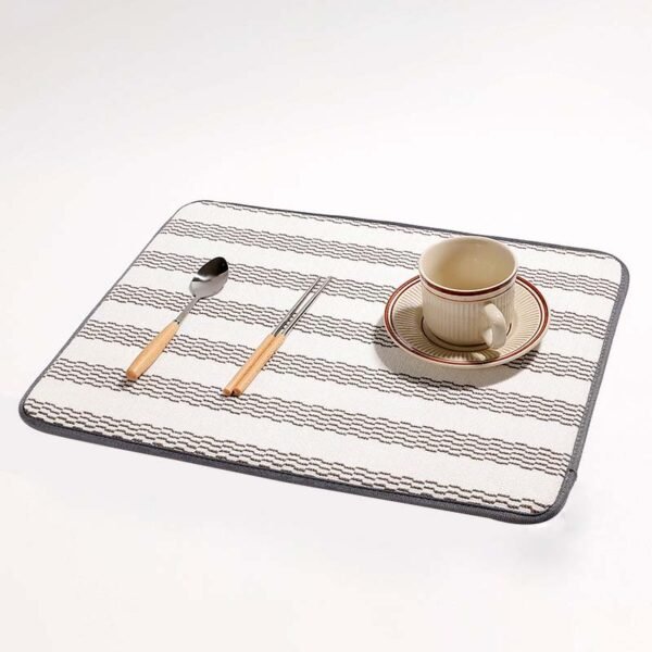 Striped Microfiber Kitchen Drying Mat – Absorbent Counter Pad