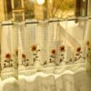 Sunflower Embroidery Linen Café Curtain (5) sunflower embroidery café curtain linen kitchen window valance