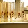 Sunflower Embroidery Linen Café Curtain (7) sunflower embroidery café curtain linen kitchen window valance