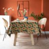 Sunflower Print Cotton Blend Tablecloth - Bright for Garden Parties (5) Custom Size Sunflower Tablecloth - Fade-Resistant Cotton Blend