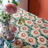 Sunflower Print Cotton Blend Tablecloth - Bright for Garden Parties (6) Sunflower Print Cotton Blend Tablecloth
