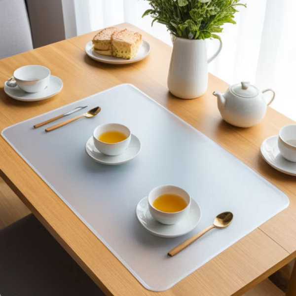 1.5mm frosted PVC table mat with plant pattern, 36x36inch