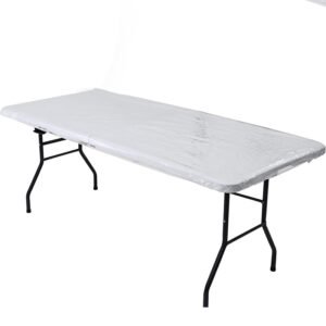 Transparent PVC elastic edge fitted table cover for rectangular tables
