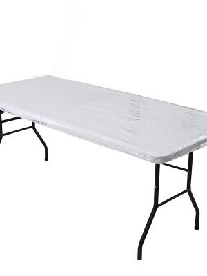Transparent PVC elastic edge fitted table cover for rectangular tables