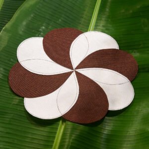 Wholesale Two-Tone Floral Linen Placemat | Round 38cm Decorative Dining Mat