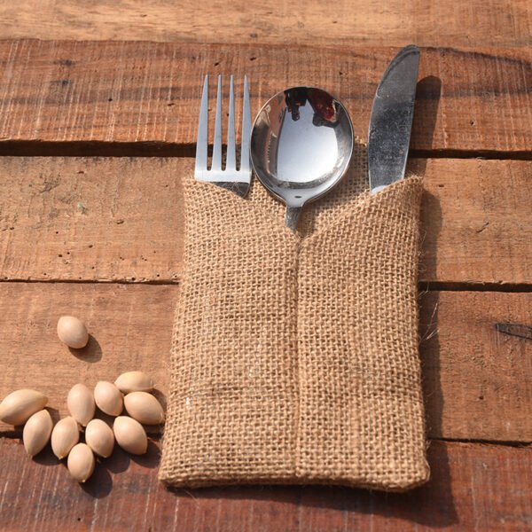 Vintage Jute Cutlery Pouches (2) Vintage Jute Cutlery Pouches