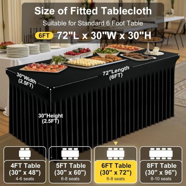 Elegant Table Skirt Black for Weddings and Banquets