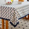 Whale Print Cotton Blend Tablecloth - Delicate Lace Trim for Beach House