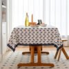 Whale Print Cotton Blend Tablecloth - Delicate Lace Trim for Beach House