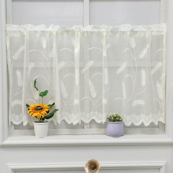 wheat lace polyester café curtain farmhouse rustic kitchen window valance