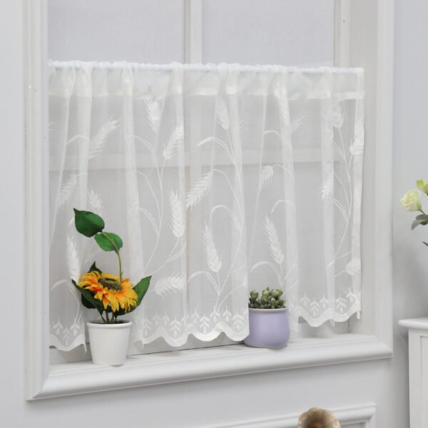 wheat lace polyester café curtain farmhouse rustic kitchen window valance