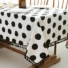 White Black Polka Dot Cotton Blend Tablecloth (1) White Black Polka Dot Cotton Blend Tablecloth - Retro Kitchen Decor