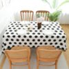 White Black Polka Dot Cotton Blend Tablecloth (6) Washable Tabletop Oblong Cotton Blend