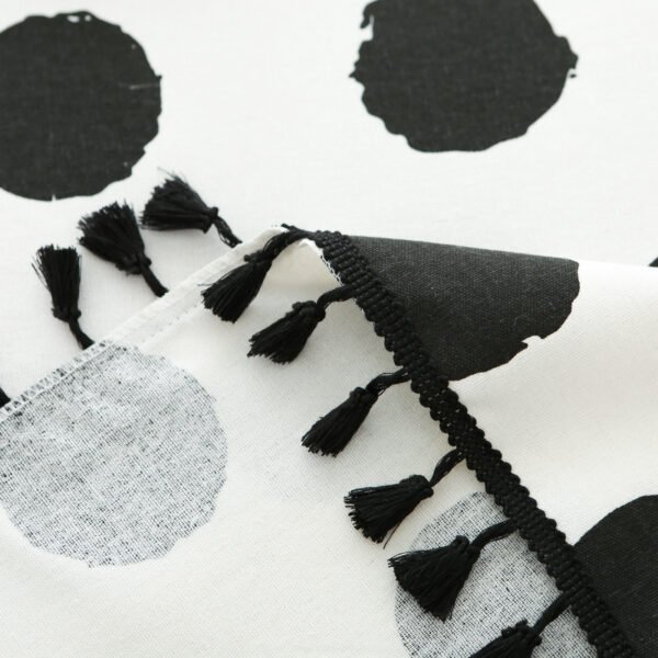 White Black Polka Dot Cotton Blend Tablecloth (7) White Base Black Polka Dot Cotton Blend Tablecloth
