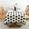 White Black Polka Dot Cotton Blend Tablecloth (8) Stain Resistant Bohemian Rectangle Tablecloth