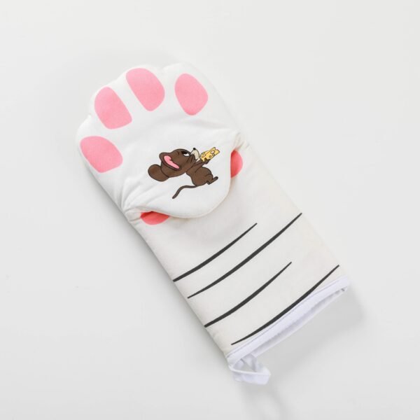 White Cat Paw Microwave Oven Mitt - Cotton Heat Resistant (2) Cute Cat Paw Microwave Oven Mitts - Cotton, White