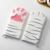 White Cat Paw Microwave Oven Mitt - Cotton Heat Resistant (3) Cute Cat Paw Microwave Oven Mitts - Cotton, White