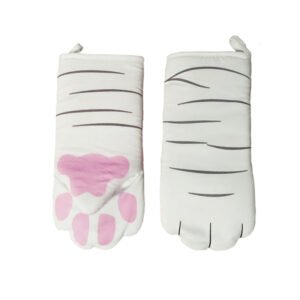 White Cat Paw Microwave Oven Mitt - Cotton Heat Resistant
