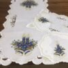 White Christmas Square Tablecloth Embroidered Tablecloth 36x36"