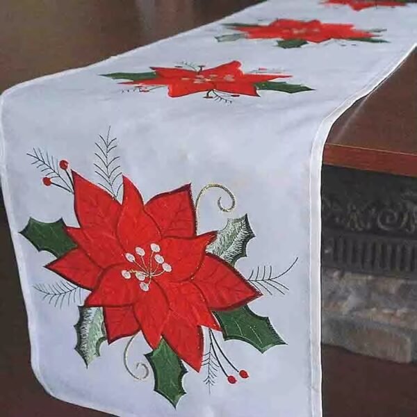 White Christmas Square Tablecloth Embroidered Tablecloth 36x36"
