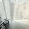 white chrysanthemum embroidery sheer café curtain polyester kitchen valance
