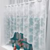 white rose lace polyester café curtain sheer decorative kitchen valance